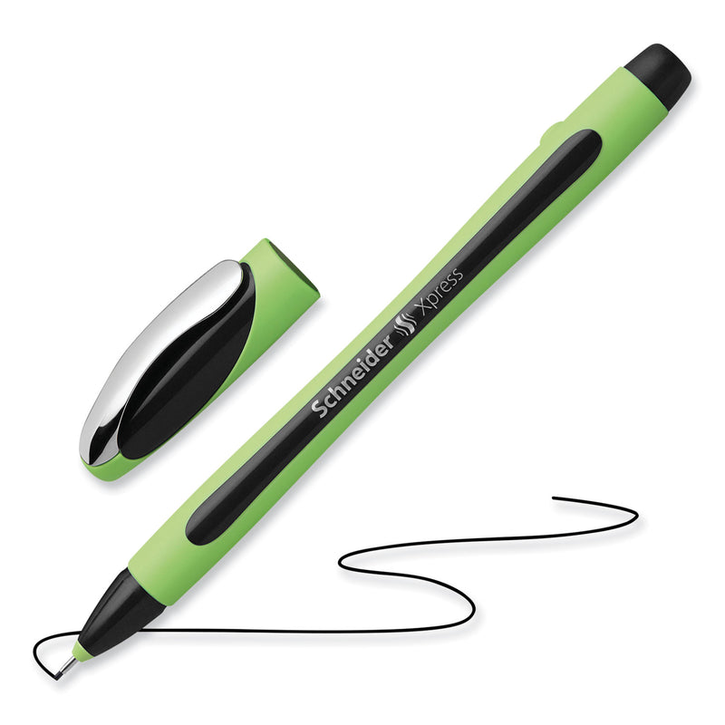 Schneider Xpress Fineliner Porous Point Pen, Stick, Medium 0.8 mm, Assorted Ink Colors, Green Barrel, 3/Pack