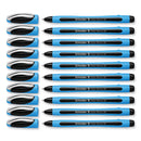 Schneider Slider Memo XB Ballpoint Pen, Stick, Extra-Bold 1.4 mm, Black Ink, Black/Light Blue Barrel, 10/Box