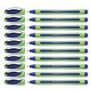 Schneider Xpress Fineliner Porous Point Pen, Stick, Medium 0.8 mm, Blue Ink, Blue/Green Barrel, 10/Box
