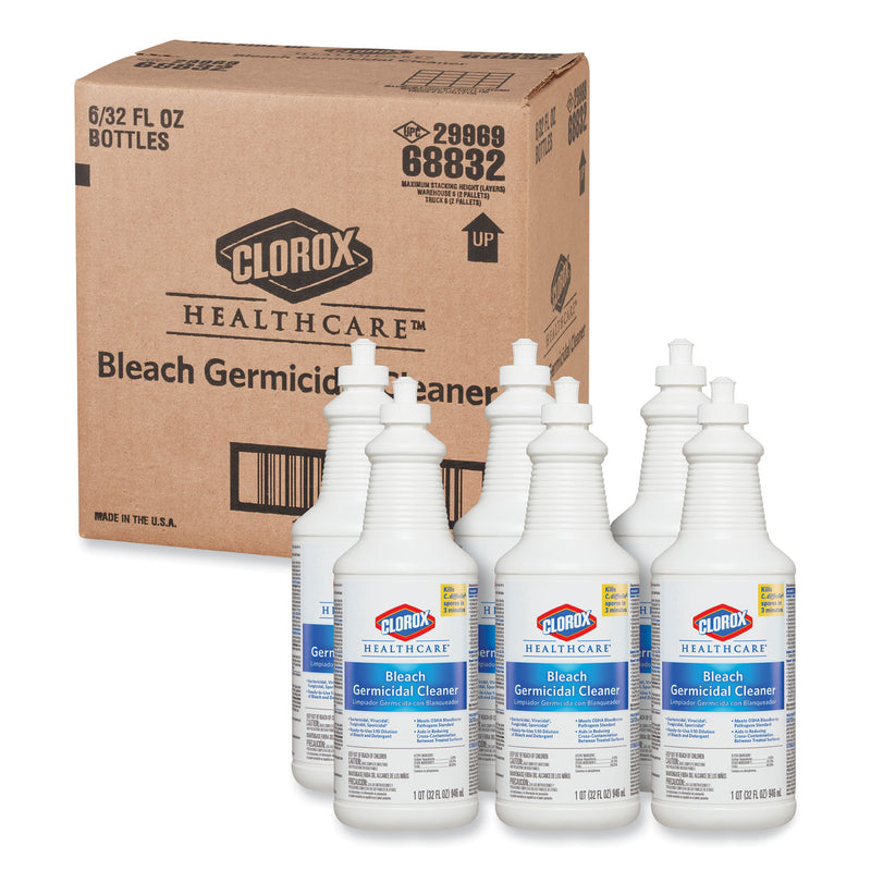 Clorox Bleach Germicidal Cleaner, 32 oz Pull-Top Bottle, 6/Carton