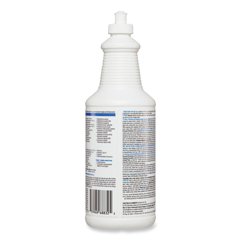 Clorox Bleach Germicidal Cleaner, 32 oz Pull-Top Bottle, 6/Carton