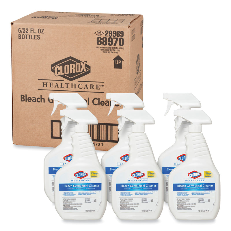 Clorox Bleach Germicidal Cleaner, 32 oz Spray Bottle, 6/Carton