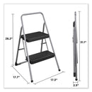 Cosco 2-Step Folding Steel Step Stool, 200 lb Capacity, 28.13" Working Height, Cool Gray