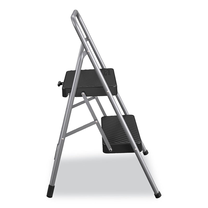 Cosco 2-Step Folding Steel Step Stool, 200 lb Capacity, 28.13" Working Height, Cool Gray
