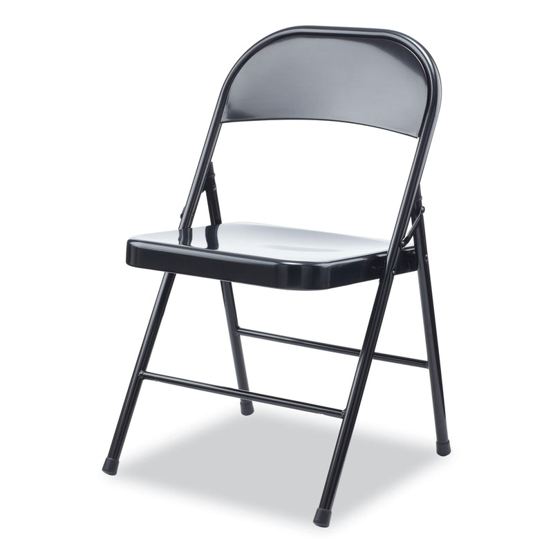 Alera Armless Steel Folding Chair, Supports Up to 275 lb, Black, 4/Carton