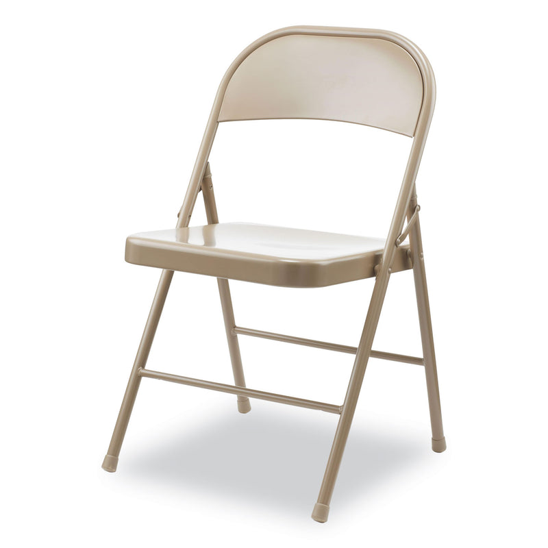 Alera Armless Steel Folding Chair, Supports Up to 275 lb, Tan, 4/Carton