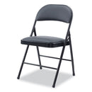 Alera PU Padded Folding Chair, Supports Up to 250 lb, Black Seat/Back, Black Base, 4/Carton