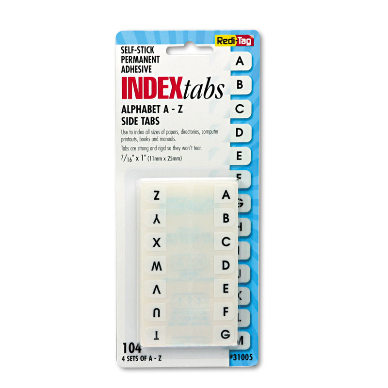 Redi-Tag Legal Index Tabs, Preprinted Alpha: A to Z, 1/12-Cut, White, 0.44" Wide, 104/Pack