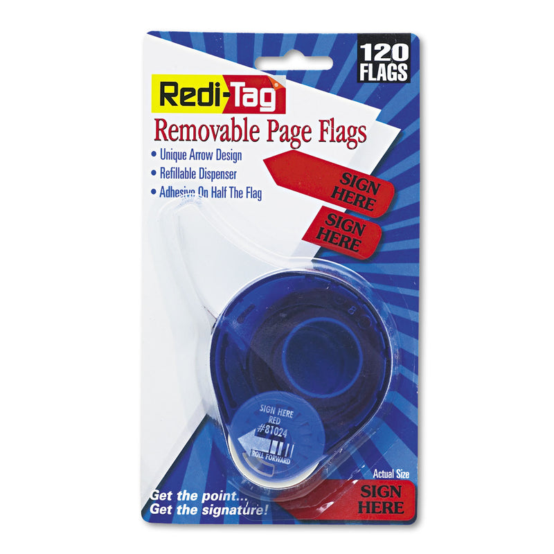 Redi-Tag Arrow Message Page Flags in Dispenser, "Sign Here", Red, 120 Flags/Pack