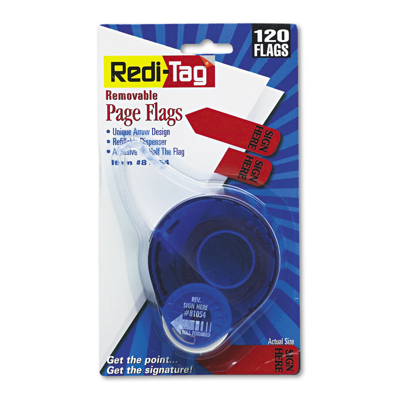Redi-Tag Arrow Message Page Flags in Dispenser, "Sign Here", Red, 120/Dispenser