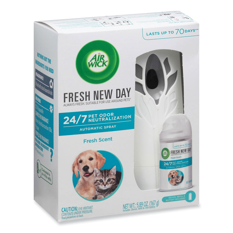 Air Wick Pet Odor Neutralization Automatic Spray Starter Kit, 6 x 2.25 x 7.75, White/Gray, 4/Carton