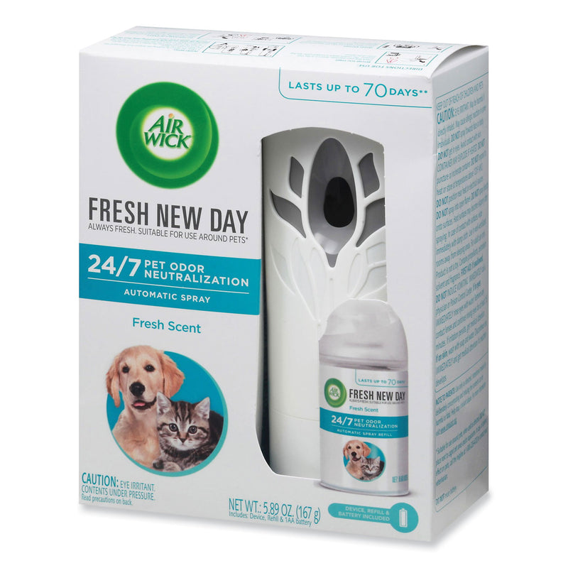 Air Wick Pet Odor Neutralization Automatic Spray Starter Kit, 6 x 2.25 x 7.75, White/Gray, 4/Carton