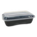 Pactiv Evergreen EarthChoice Versa2Go Microwaveable Container, 36 oz, 8.4 x 5.6 x 2, Black/Clear, Plastic, 150/Carton