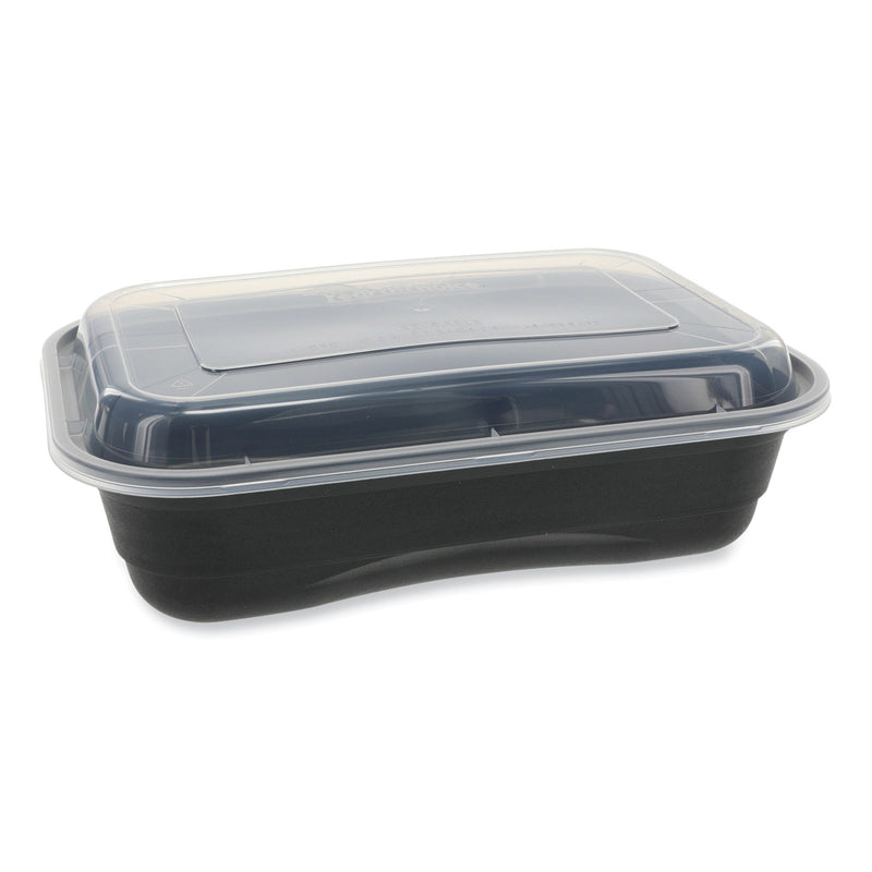 Pactiv Evergreen EarthChoice Versa2Go Microwaveable Container, 36 oz, 8.4 x 5.6 x 2, Black/Clear, Plastic, 150/Carton