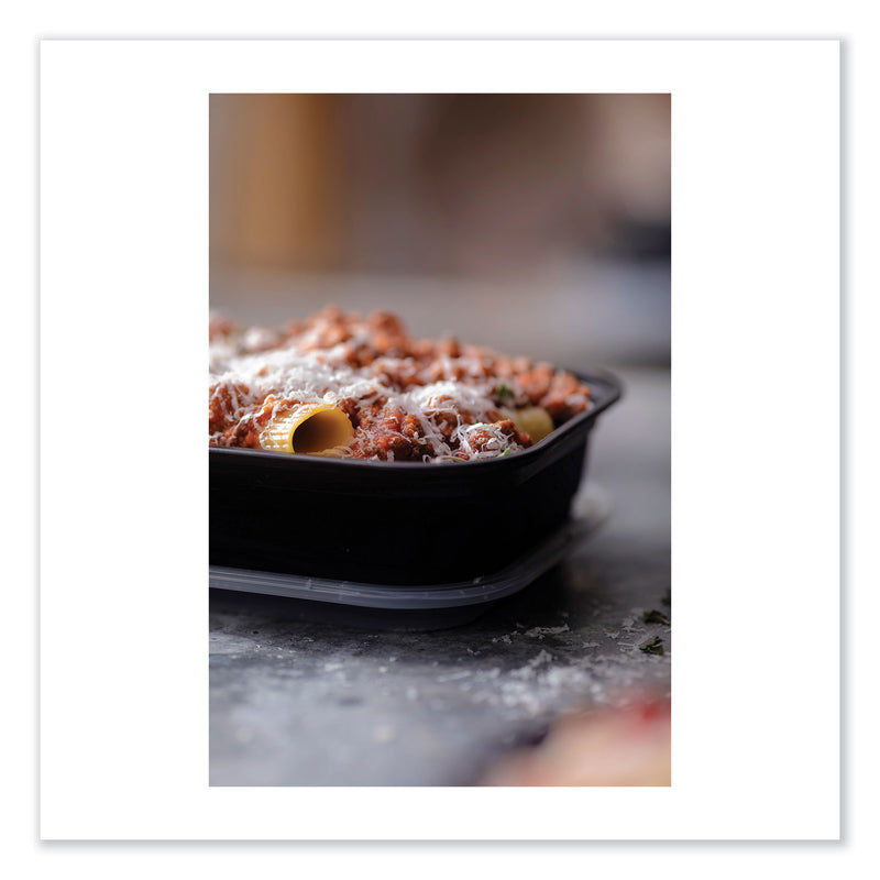 Pactiv Evergreen EarthChoice Versa2Go Microwaveable Container, 36 oz, 8.4 x 5.6 x 2, Black/Clear, Plastic, 150/Carton