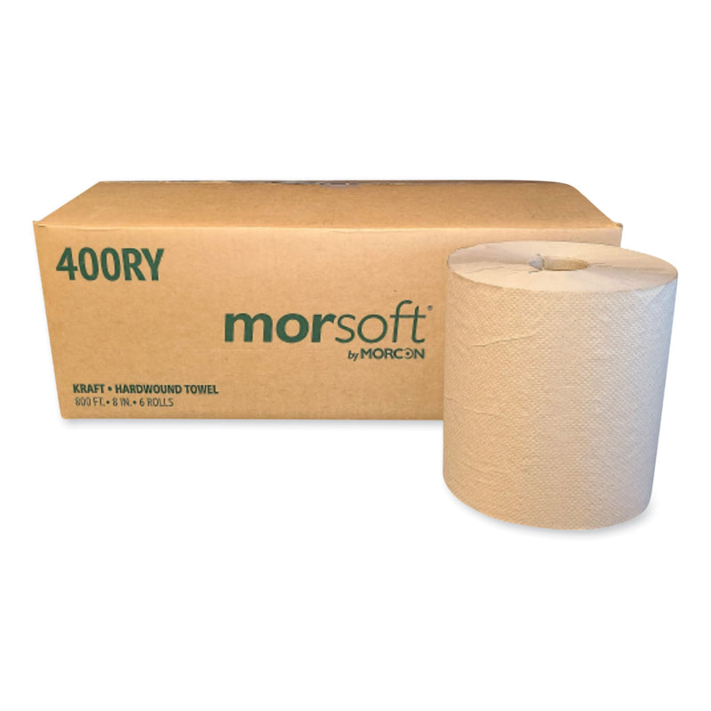 Morcon Tissue Morsoft Controlled Towels, Y-Notch, 8" x 800 ft, Kraft, 6/Carton
