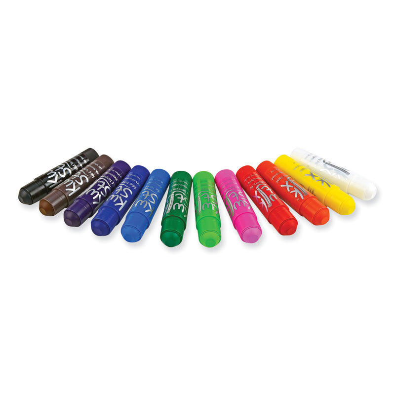 The Pencil Grip Kwik Stick Tempera Paint, 3.5", Assorted Colors, 12/Pack