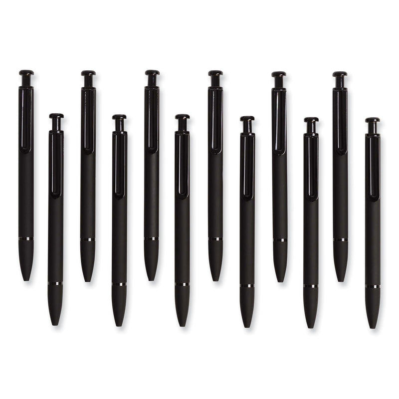 U Brands Monterey Ballpoint Pen, Medium 1 mm, Black Ink, Black Barrel, Dozen
