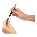 Zebra F-402 Ballpoint Pen, Retractable, Fine 0.7 mm, Black Ink, Stainless Steel/Black Barrel