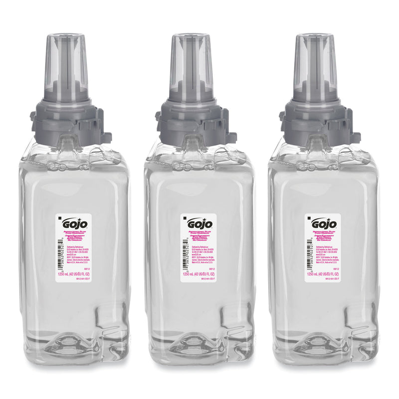 GOJO Antibacterial Foam Hand Wash Refill, For ADX-12 Dispenser, Plum Scent, 1,250 mL Refill, 3/Carton