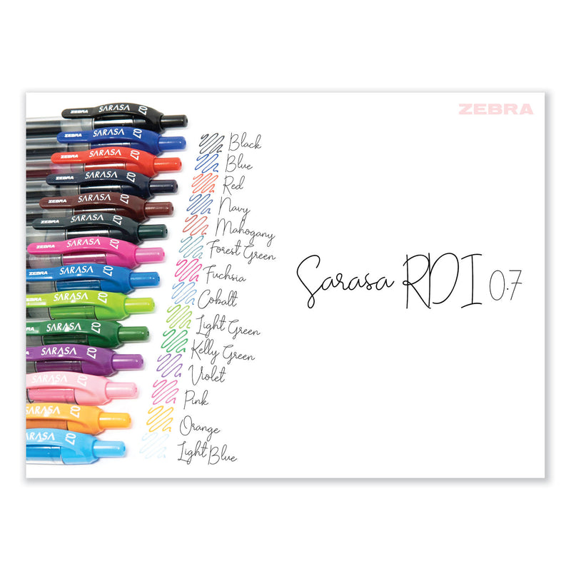 Zebra Sarasa Dry Gel X20 Gel Pen, Retractable, Medium 0.7 mm, Assorted Ink and Barrel Colors, 14/Pack