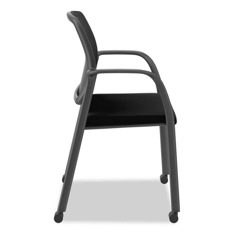 HON Nucleus Series Recharge Guest Chair, Supports Up to 300 lb, 17.62" Seat Height, Black Seat/Back, Black Base