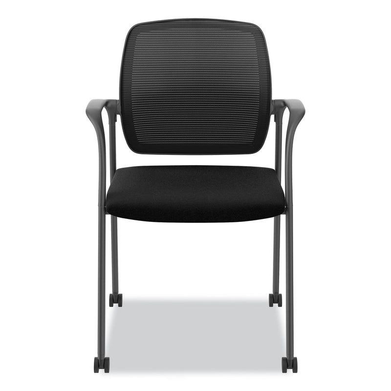 HON Nucleus Series Recharge Guest Chair, Supports Up to 300 lb, 17.62" Seat Height, Black Seat/Back, Black Base