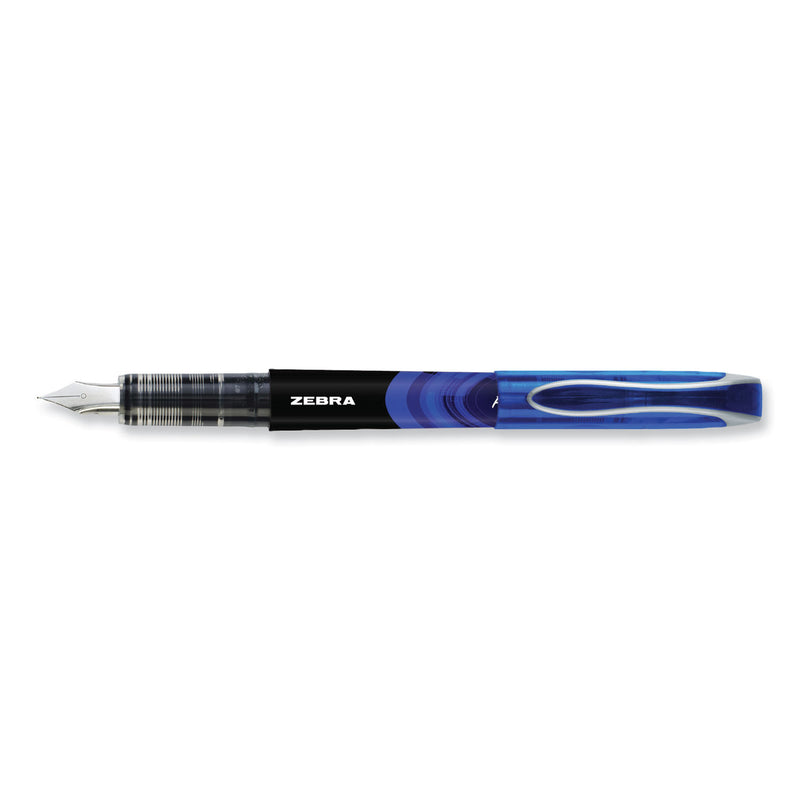Zebra Fountain Pen, Fine 0.6 mm, Blue Ink, Blue, 12/Pack