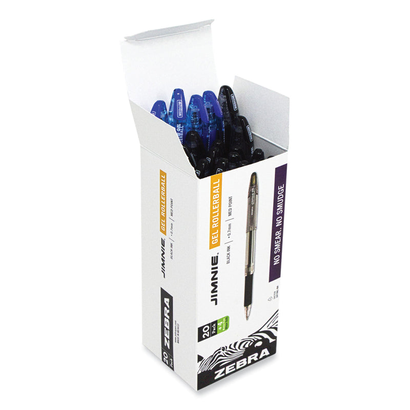 Zebra Jimnie Gel Pen Value Pack, Stick, Medium 0.7 mm, Black Ink, Smoke Barrel, 24/Box