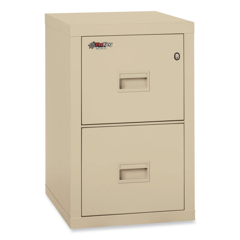 FireKing Compact Turtle Insulated Vertical File, 1-Hour Fire, 2 Legal/Letter File Drawers, Parchment, 17.75" x 22.13" x 27.75"