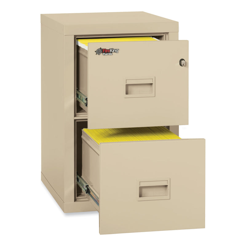 FireKing Compact Turtle Insulated Vertical File, 1-Hour Fire, 2 Legal/Letter File Drawers, Parchment, 17.75" x 22.13" x 27.75"