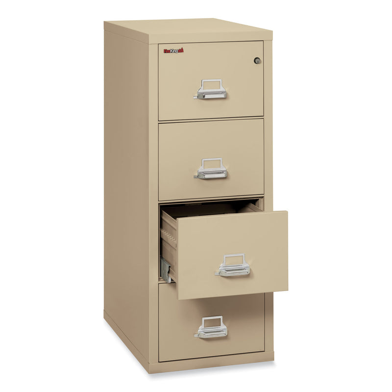 FireKing Insulated Vertical File, 1-Hour Fire Protection, 4 Legal-Size File Drawers, Parchment, 20.81" x 31.56" x 52.75"