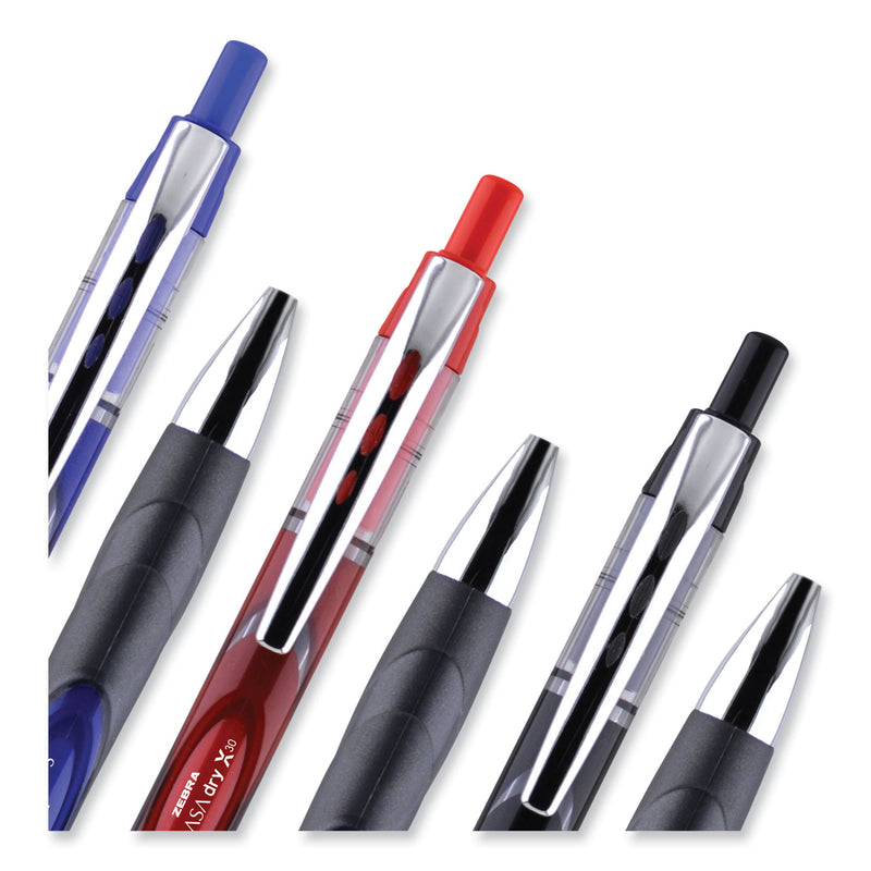 Zebra Sarasa Dry Gel X30 Gel Pen, Retractable, Medium 0.7 mm, Red Ink, Red Barrel, 12/Pack