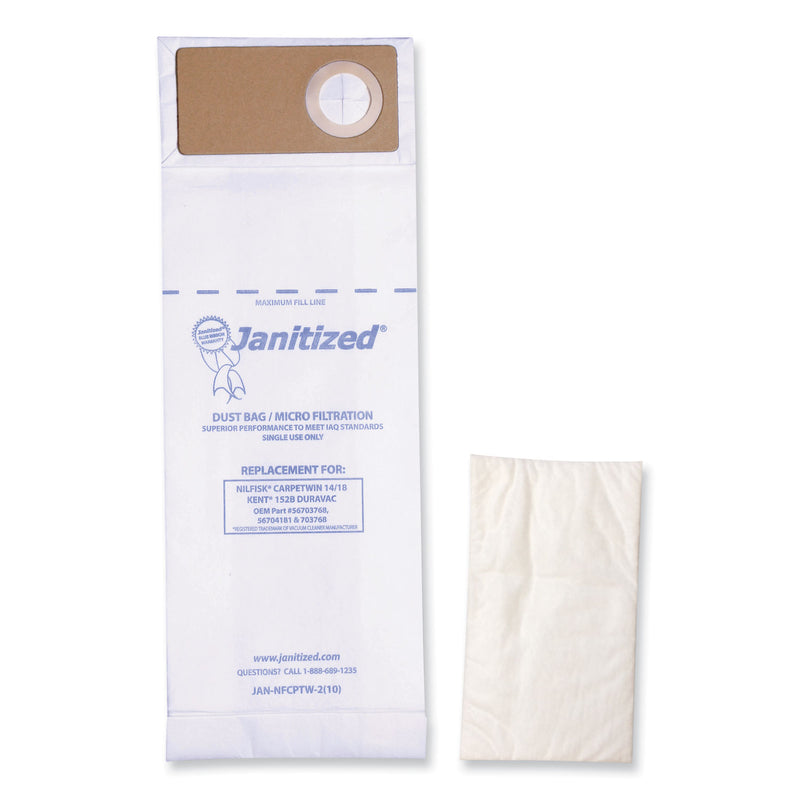 Janitized Vacuum Filter Bags Designed to Fit Advance Spectrum CarpetMaster, 100/Carton