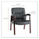 Alera Madaris Series Bonded Leather Guest Chair, Wood Trim Legs, 25.39" x 25.98" x 35.62", Black Seat/Back, Mahogany Base