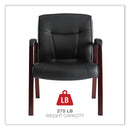 Alera Madaris Series Bonded Leather Guest Chair, Wood Trim Legs, 25.39" x 25.98" x 35.62", Black Seat/Back, Mahogany Base