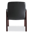 Alera Madaris Series Bonded Leather Guest Chair, Wood Trim Legs, 25.39" x 25.98" x 35.62", Black Seat/Back, Mahogany Base