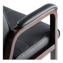 Alera Madaris Series Bonded Leather Guest Chair, Wood Trim Legs, 25.39" x 25.98" x 35.62", Black Seat/Back, Mahogany Base
