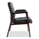 Alera Madaris Series Bonded Leather Guest Chair, Wood Trim Legs, 25.39" x 25.98" x 35.62", Black Seat/Back, Mahogany Base