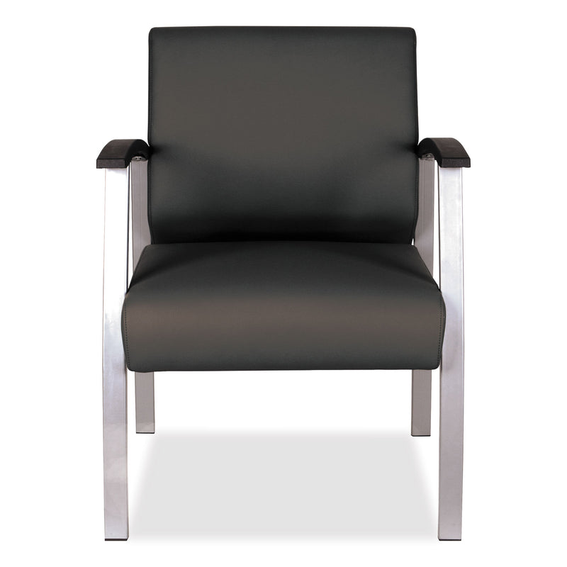 Alera metaLounge Series Mid-Back Guest Chair, 24.6" x 26.96" x 33.46", Black Seat/Back, Silver Base