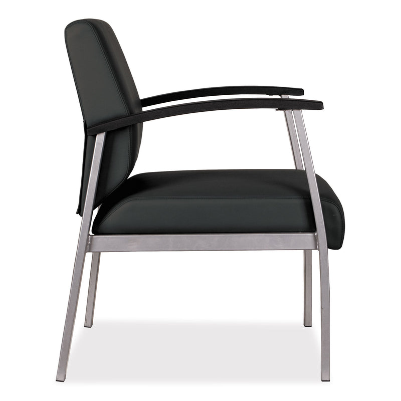 Alera metaLounge Series Mid-Back Guest Chair, 24.6" x 26.96" x 33.46", Black Seat/Back, Silver Base