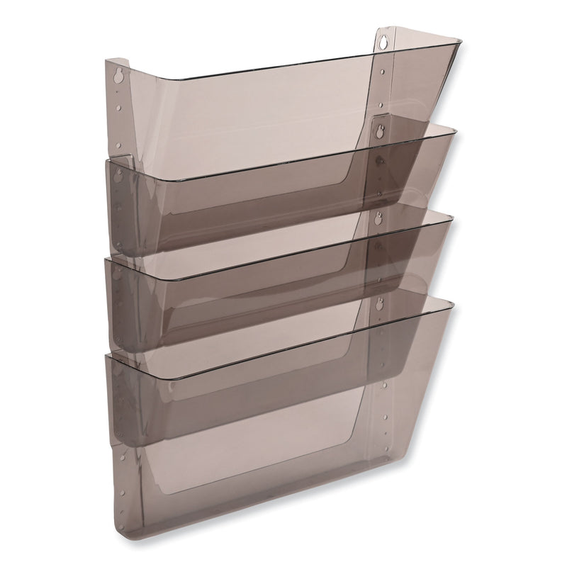 deflecto DocuPocket Stackable Four-Pocket Wall File, 4 Sections, Letter Size, 13" x 4", Smoke