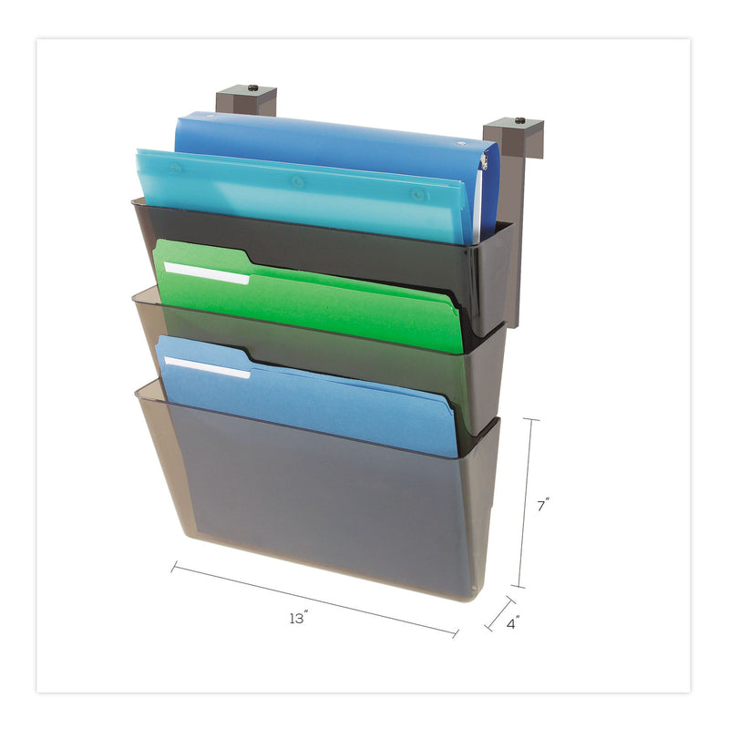 deflecto DocuPocket Three-Pocket File Partition Set, 3 Sections, Letter Size, 13" x 7" x 20", Smoke, 3/Set