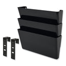 deflecto DocuPocket Stackable Three-Pocket Partition Wall File, 3 Sections, Letter Size, 13" x 4", Black