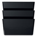 deflecto DocuPocket Stackable Three-Pocket Partition Wall File, 3 Sections, Letter Size, 13" x 4", Black