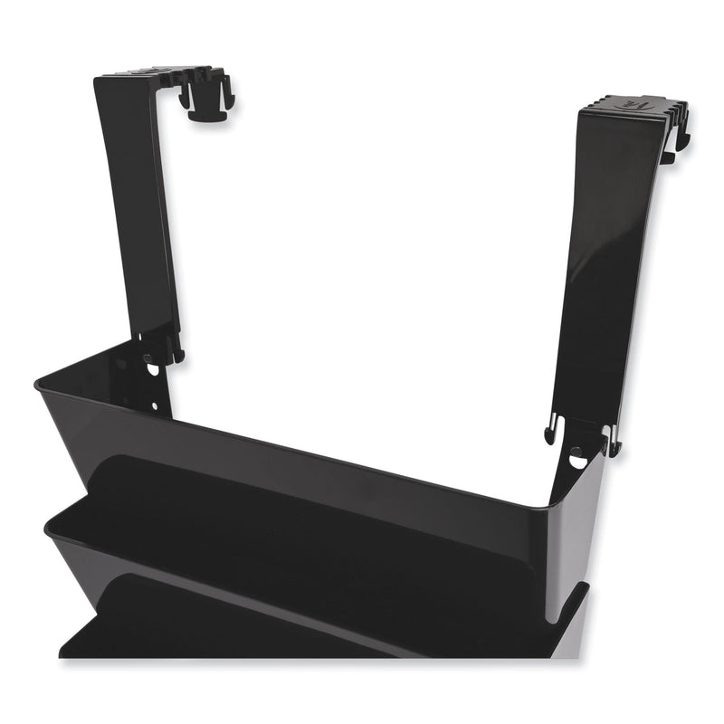 deflecto Two Break-Resistant Plastic Partition Brackets, For 2.63 to 4.13 Wide Partition Walls, Black, 2/Pack