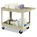 Rubbermaid Heavy-Duty Utility Cart with Lipped Shelves, Plastic, 2 Shelves, 500 lb Capacity, 25.9" x 45.2" x 32.2", Beige