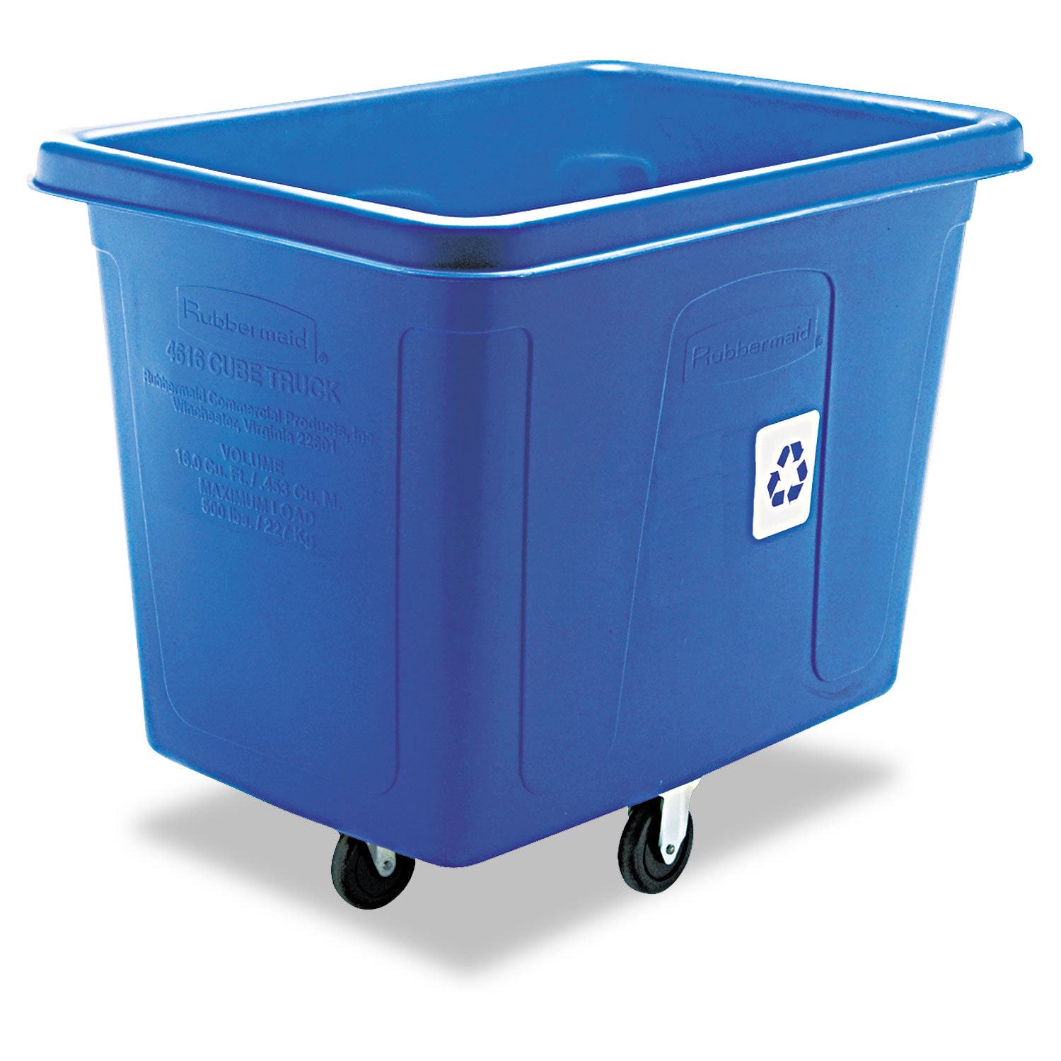 Recycling Cube Truck, Rectangular, Polyethylene, 500 lb Capacity, Blue ...