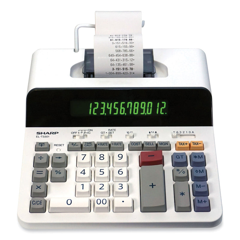 Sharp EL-T3301 Thermal Printing Calculator, Black Print, 8 Lines/Sec