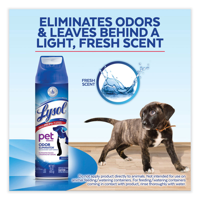 LYSOL Disinfectant Spray II Pet Odor Eliminator, Fresh, 15 oz Aerosol Spray, 12/Carton